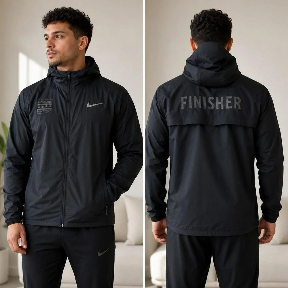 Nike Chicago Marathon 2017 black windbreaker jacket